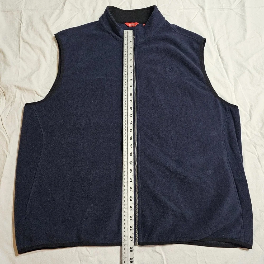 Izod Fleece Vest XXL Blue‎ Full Zip Pockets Golf